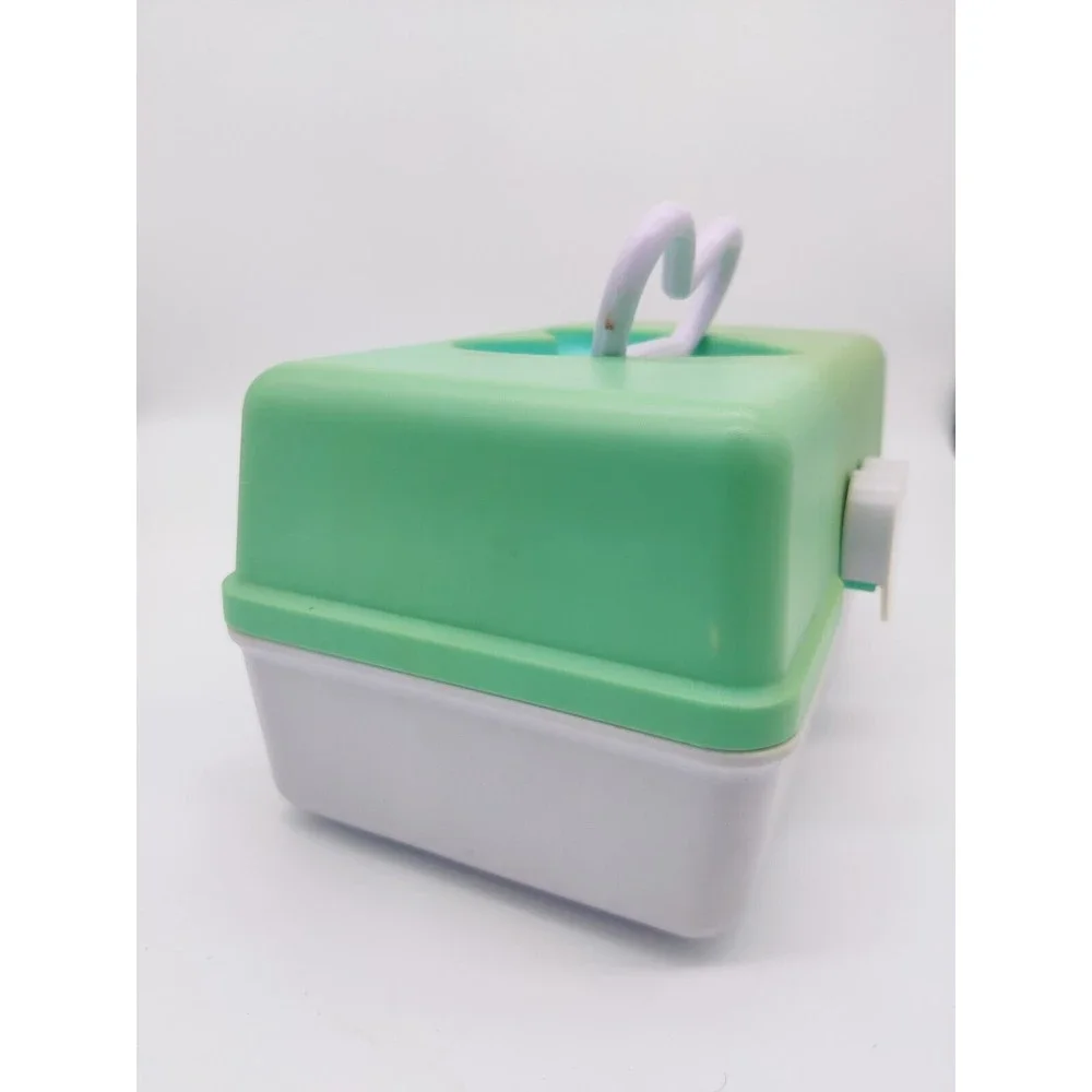 Vintage Naturally Pretty Cosmetics Case Travel Storage Jewelry Teal White Heart